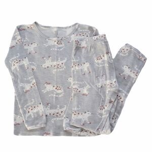 Just One You Gray Leopard Jungle 2pc PJ Set sz 8  Girls Long Sleeve + Pants
